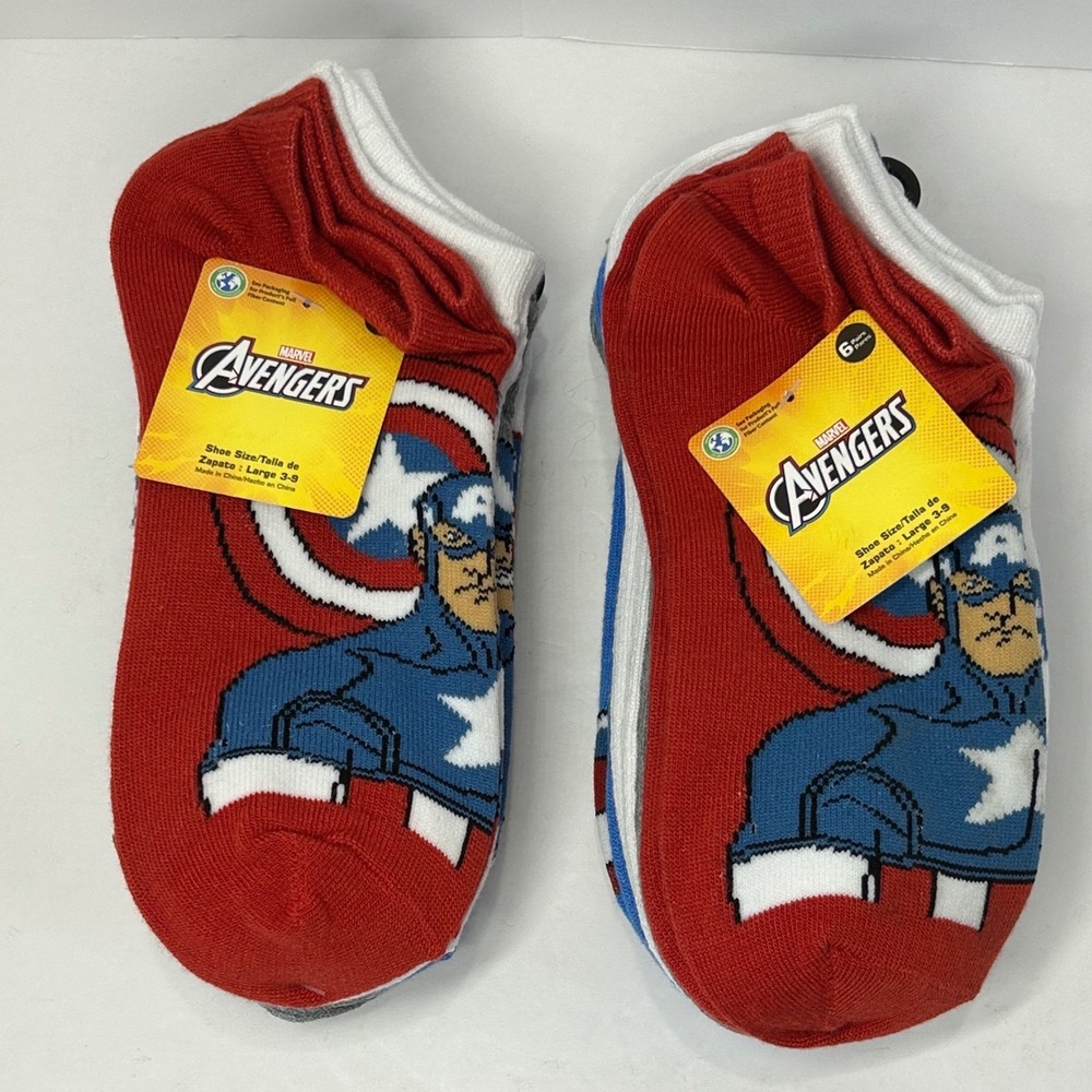 Marvel Avengers Captain America Kids Ankle Socks 12 Pairs Shoe Size 3-9 New